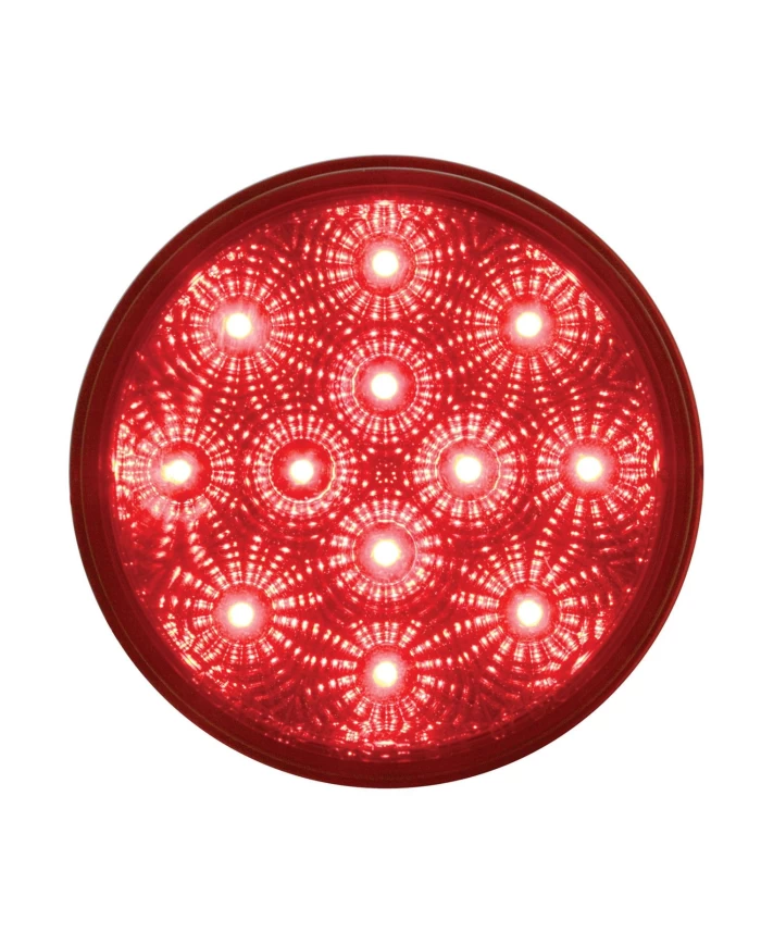 (CARD) 12 RED LED 4" ROUND S/T/T LIGHT W/ CHROME REFLECTOR - RED LENS (CARD) 12 RED LED 4" ROUND S/T/T LIGHT W/ CHROME REFLECTOR - RED LENS