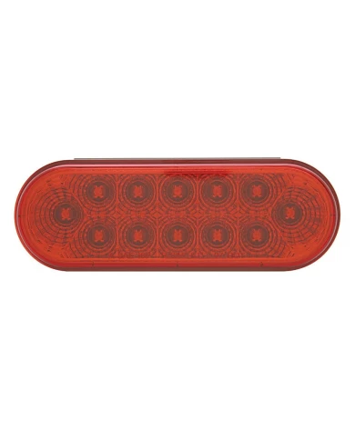 (CARD) 12 RED LED OVAL S/T/T/ LIGHT W/ CHROME REFLECTOR - RED LENS