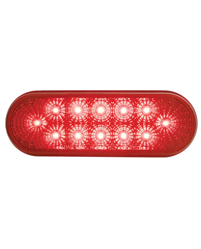 (CARD) 12 RED LED OVAL S/T/T/ LIGHT W/ CHROME REFLECTOR - RED LENS (CARD) 12 RED LED OVAL S/T/T/ LIGHT W/ CHROME REFLECTOR - RED LENS