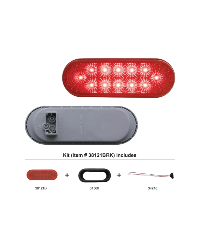 (BULK) 12 RED LED OVAL STOP, TURN & TAIL LIGHT W/ CHROME REFLECTOR - RED KIT (BULK) 12 RED LED OVAL STOP, TURN & TAIL LIGHT W/ CHROME REFLECTOR - RED KIT