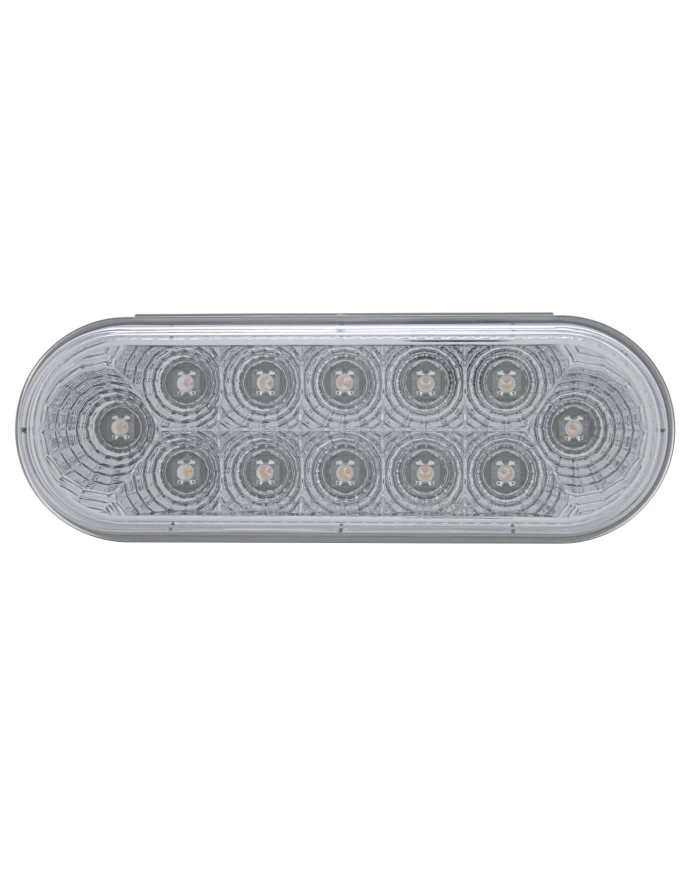 (CARD) 12 RED LED OVAL S/T/T/ LIGHT W/ CHROME REFLECTOR - CLEAR LENS (CARD) 12 RED LED OVAL S/T/T/ LIGHT W/ CHROME REFLECTOR - CLEAR LENS