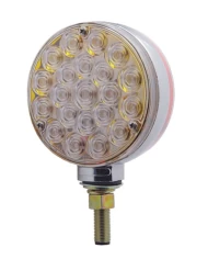 (CARD) CHROME DOUBLE FACE 21 AMBER/RED LED AUXILIARY SIGNAL LIGHT - CLEAR BUBBLE LENS