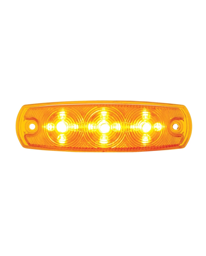 (CARD) 3 AMBER LED RECTANGULAR CLEARANCE/MARKER LIGHT - AMBER LENS