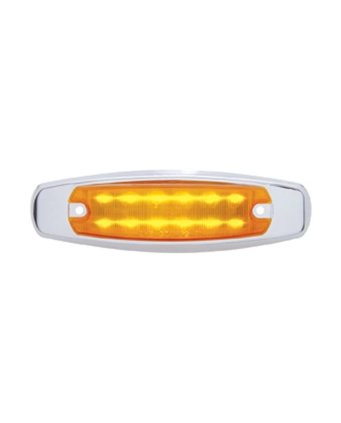 (CARD) 12 AMBER LED PETERBILT RECTANGULAR CLEARANCE/MARKER LIGHT W/ STAINLESS STEEL BEZEL - AMBER LENS (CARD) 12 AMBER LED PETERBILT RECTANGULAR CLEARANCE/MARKER LIGHT W/ STAINLESS STEEL BEZEL - AMBER LENS