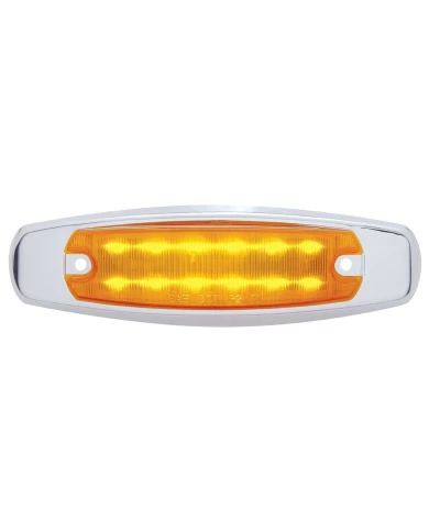 (BULK) 12 AMBER LED PETERBILT RECTANGULAR CLEARANCE/MARKER LIGHT W/ STAINLESS STEEL BEZEL - AMBER LENS (BULK) 12 AMBER LED PETERBILT RECTANGULAR CLEARANCE/MARKER LIGHT W/ STAINLESS STEEL BEZEL - AMBER LENS