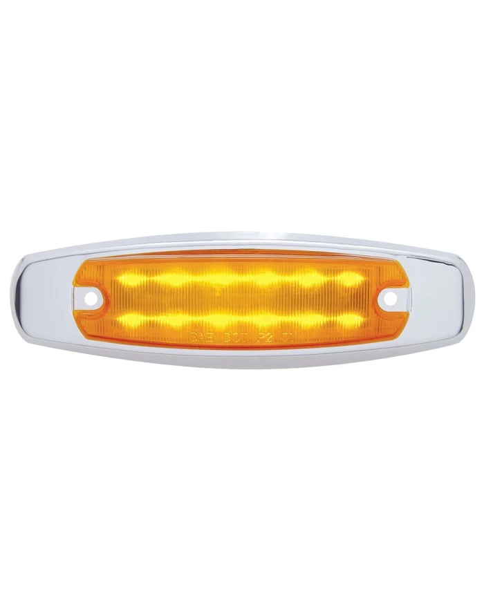 (BULK) 12 AMBER LED PETERBILT RECTANGULAR CLEARANCE/MARKER LIGHT W/ STAINLESS STEEL BEZEL - AMBER LENS (BULK) 12 AMBER LED PETERBILT RECTANGULAR CLEARANCE/MARKER LIGHT W/ STAINLESS STEEL BEZEL - AMBER LENS
