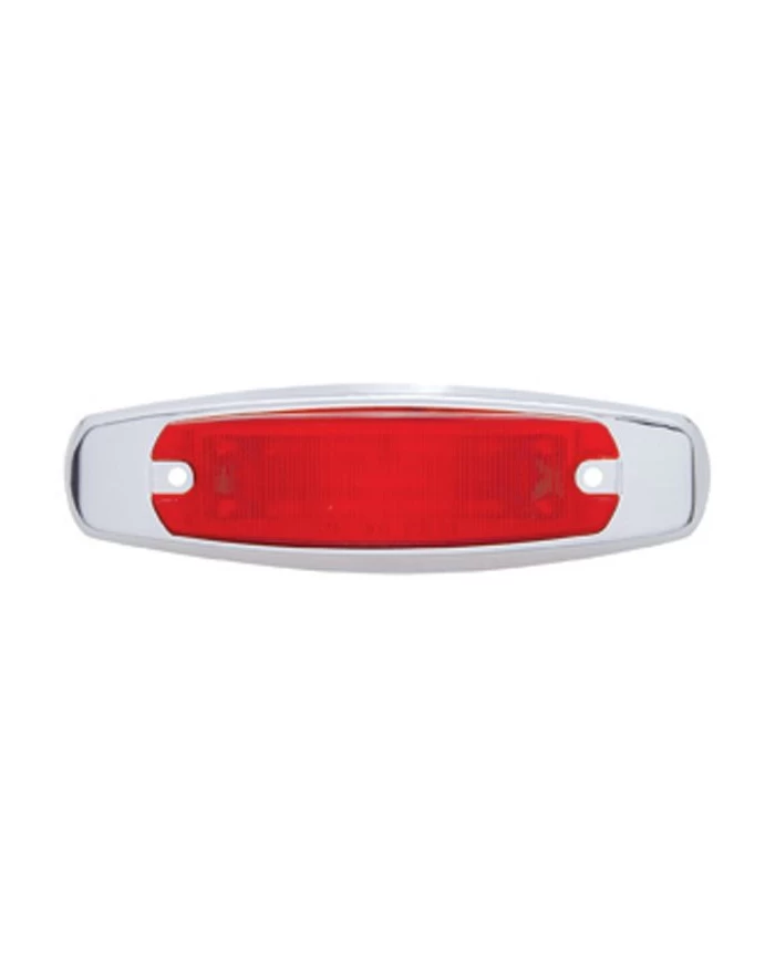 (CARD) 12 RED LED PETERBILT RECTANGULAR CLEARANCE/MARKER LIGHT W/ STAINLESS STEEL BEZEL - RED LENS (CARD) 12 RED LED PETERBILT RECTANGULAR CLEARANCE/MARKER LIGHT W/ STAINLESS STEEL BEZEL - RED LENS