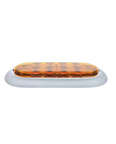 (CARD) 10 AMBER LED OVAL P/T/C LIGHT W/FLANGE + CHROME RIM (CARD) 10 AMBER LED OVAL P/T/C LIGHT W/FLANGE + CHROME RIM