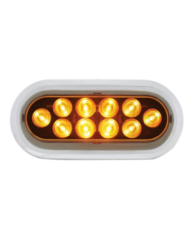 (BULK) 10 AMBER LED OVAL P/T/C LIGHT W/FLANGE + CHROME RIM (BULK) 10 AMBER LED OVAL P/T/C LIGHT W/FLANGE + CHROME RIM
