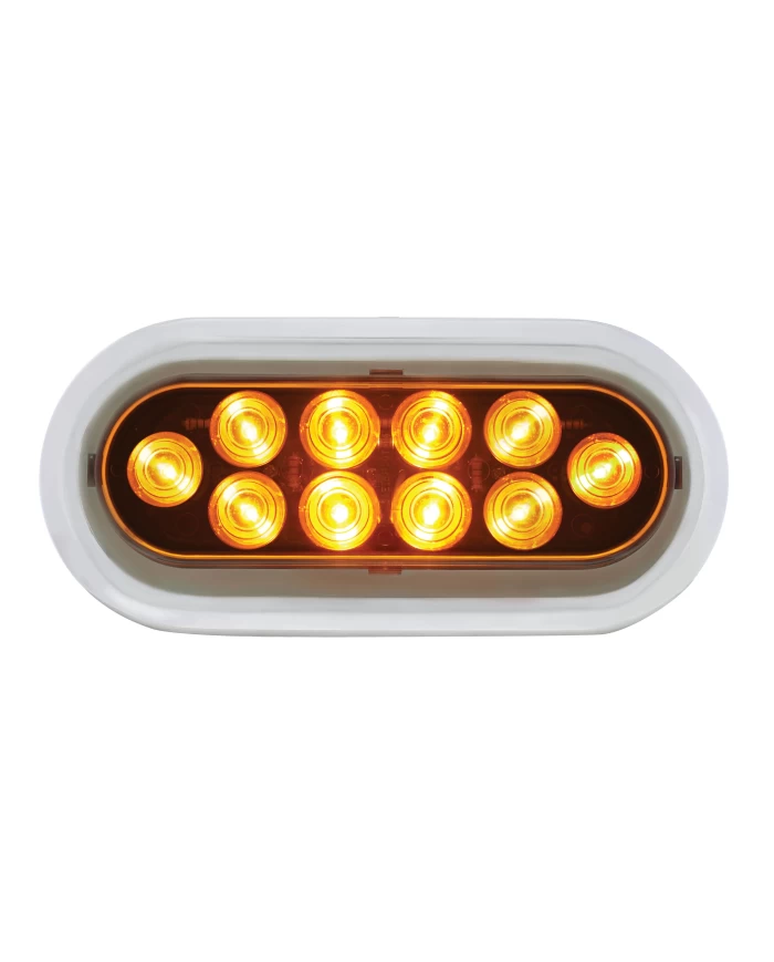 (BULK) 10 AMBER LED OVAL P/T/C LIGHT W/FLANGE + CHROME RIM (BULK) 10 AMBER LED OVAL P/T/C LIGHT W/FLANGE + CHROME RIM