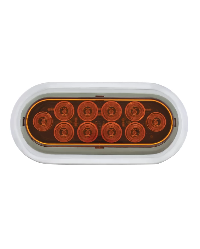 (BULK) 10 AMBER LED OVAL P/T/C LIGHT W/FLANGE + CHROME RIM (BULK) 10 AMBER LED OVAL P/T/C LIGHT W/FLANGE + CHROME RIM