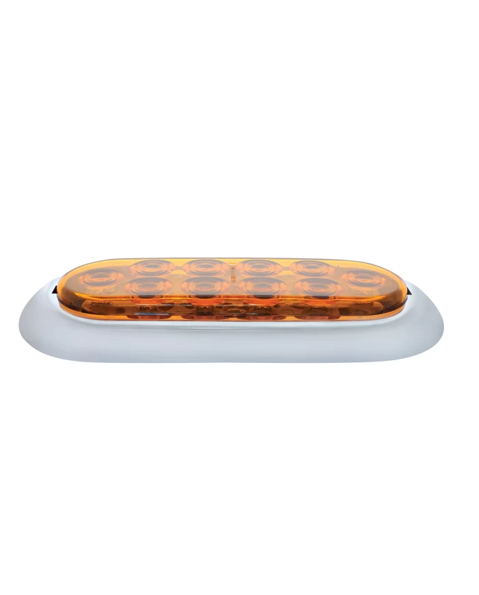 (BULK) 10 AMBER LED OVAL P/T/C LIGHT W/FLANGE + CHROME RIM (BULK) 10 AMBER LED OVAL P/T/C LIGHT W/FLANGE + CHROME RIM