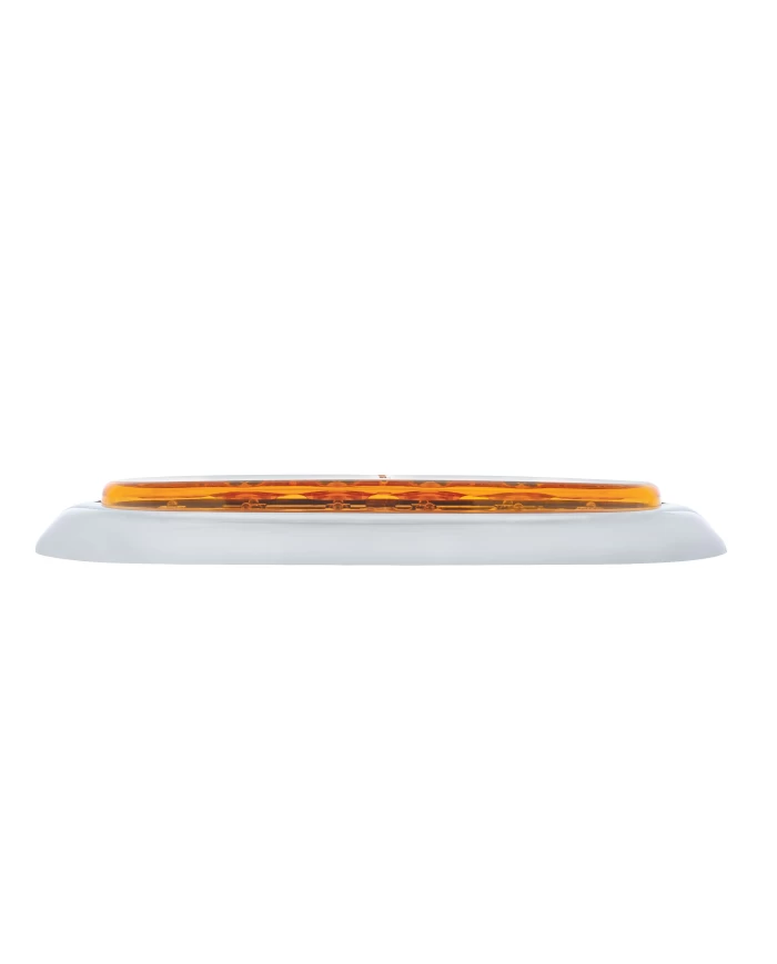 (BULK) 10 AMBER LED OVAL P/T/C LIGHT W/FLANGE + CHROME RIM (BULK) 10 AMBER LED OVAL P/T/C LIGHT W/FLANGE + CHROME RIM