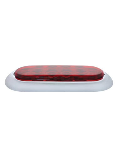 (CARD) 10 RED LED OVAL S/T/T LIGHT W/FLANGE + CHROME RIM (CARD) 10 RED LED OVAL S/T/T LIGHT W/FLANGE + CHROME RIM