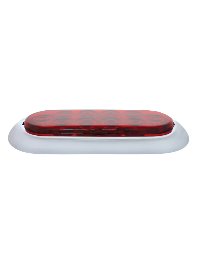 (BULK) 10 RED LED OVAL S/T/T LIGHT W/FLANGE + CHROME RIM (BULK) 10 RED LED OVAL S/T/T LIGHT W/FLANGE + CHROME RIM