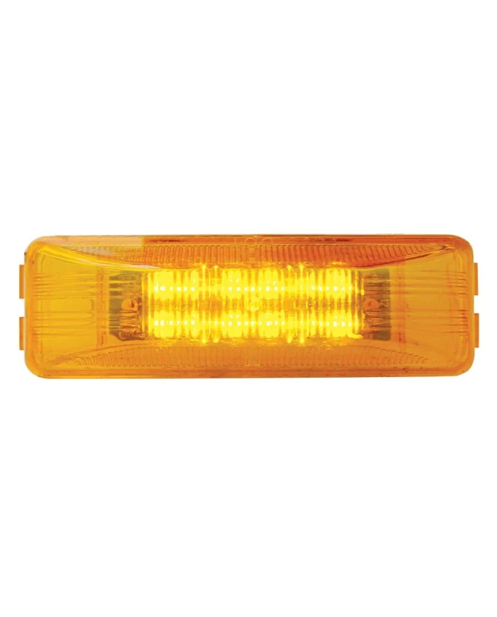 (CARD) 12 AMBER LED RECTANGULAR CLEARANCE/MARKER LIGHT - AMBER LENS