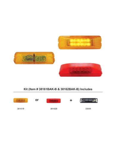 (BULK) 12 AMBER LED RECTANGULAR CLEARANCE/MARKER LIGHT - AMBER W/ BLACK BRACKET (BULK) 12 AMBER LED RECTANGULAR CLEARANCE/MARKER LIGHT - AMBER W/ BLACK BRACKET