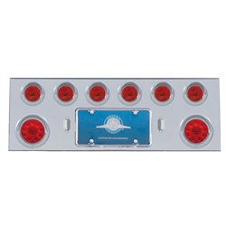 UP35057-SS Rear Center Panel With Two 10 LED 4" Lights & 6X 13 LED 2.5" Lights & Visors -Red LED & Lens