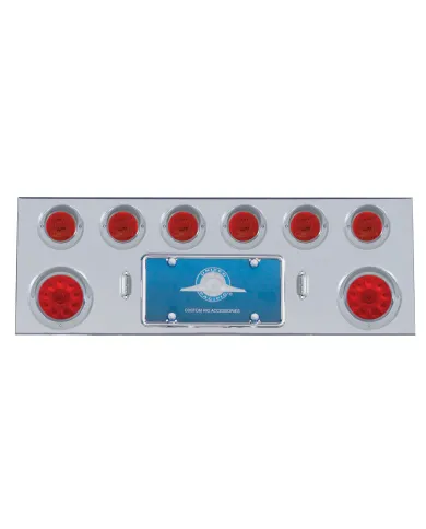 UP35057-SS Rear Center Panel With Two 10 LED 4" Lights & 6X 13 LED 2.5" Lights & Visors -Red LED & Lens
