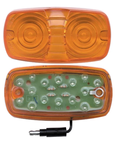 (CARD) 16 AMBER LED RECTANGULAR "TIGER EYE" CLEARANCE/MARKER LIGHT - AMBER LENS (CARD) 16 AMBER LED RECTANGULAR "TIGER EYE" CLEARANCE/MARKER LIGHT - AMBER LENS