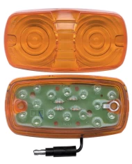 (CARD) 16 AMBER LED RECTANGULAR "TIGER EYE" CLEARANCE/MARKER LIGHT - AMBER LENS