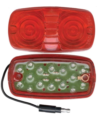 (CARD) 16 RED LED RECTANGULAR "TIGER EYE" CLEARANCE/MARKER LIGHT - RED LENS (CARD) 16 RED LED RECTANGULAR "TIGER EYE" CLEARANCE/MARKER LIGHT - RED LENS