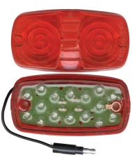 (CARD) 16 RED LED RECTANGULAR "TIGER EYE" CLEARANCE/MARKER LIGHT - RED LENS