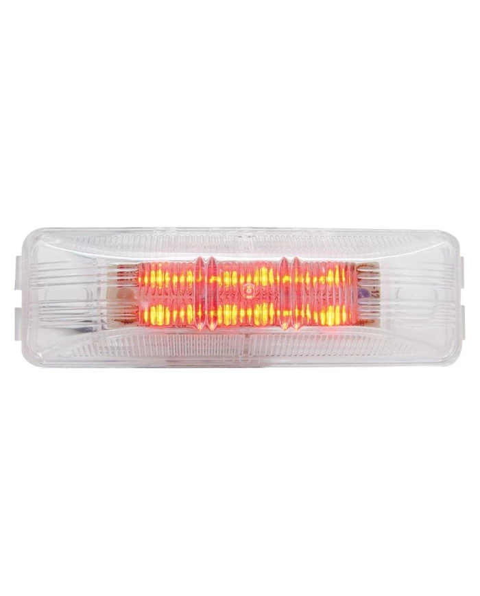(CARD) 12 RED LED RECTANGULAR CLEARANCE/MARKER LIGHT -CLEAR LENS
