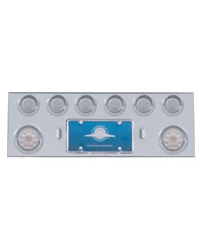UP35058-SS Rear Center Panel With 2X 10 LED 4" Lights & 6X 13 LED 2.5" Lights & Visors -Red LED/Clear Lens