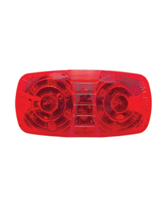 (CARD) 16 RED LED RECTANGULAR "TIGER EYE" CLEARANCE/MARKER LIGHT - RED LENS