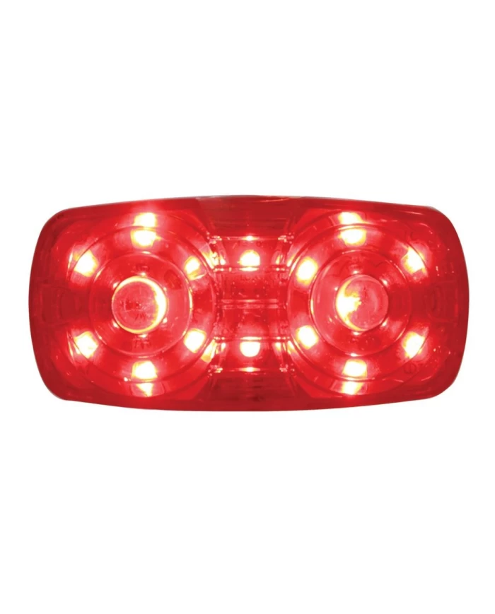 (CARD) 16 RED LED RECTANGULAR "TIGER EYE" CLEARANCE/MARKER LIGHT - RED LENS