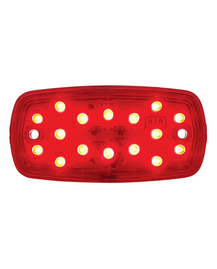 (CARD) 16 LED RECTANGULAR CLEARANCE/MARKER LIGHT 2 WIRES - RED TIGER EYE 2 WIRE BASE ONLY