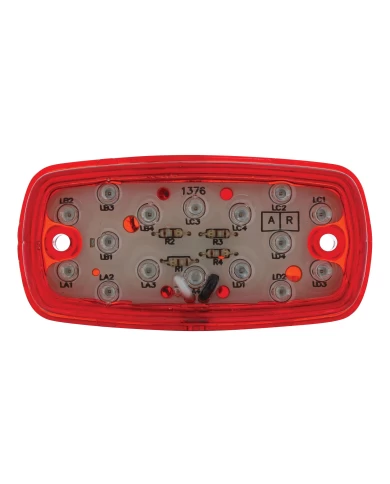 (CARD) 16 LED RECTANGULAR CLEARANCE/MARKER LIGHT 2 WIRES - RED TIGER EYE 2 WIRE BASE ONLY (CARD) 16 LED RECTANGULAR CLEARANCE/MARKER LIGHT 2 WIRES - RED TIGER EYE 2 WIRE BASE ONLY