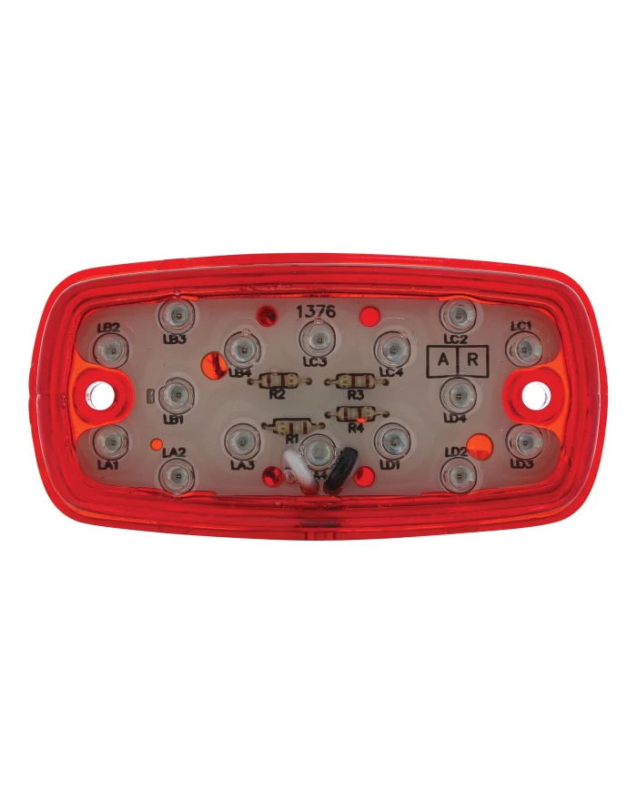 (CARD) 16 LED RECTANGULAR CLEARANCE/MARKER LIGHT 2 WIRES - RED TIGER EYE 2 WIRE BASE ONLY