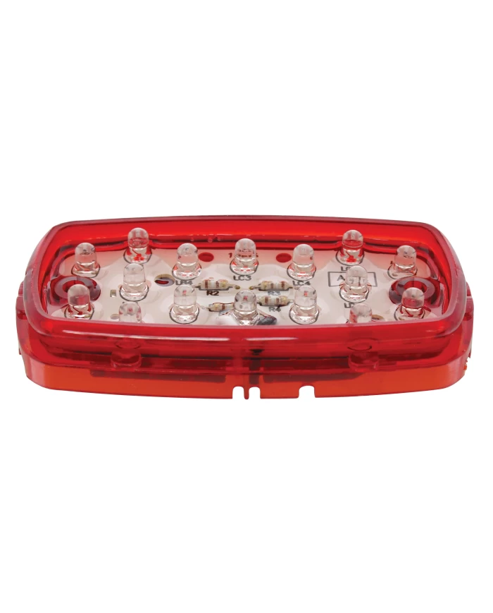 (CARD) 16 LED RECTANGULAR CLEARANCE/MARKER LIGHT 2 WIRES - RED TIGER EYE 2 WIRE BASE ONLY