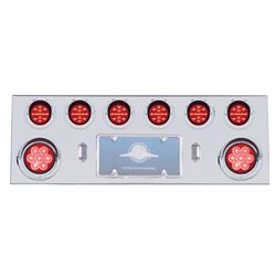 UP35059-SS Rear Center Panel With 2X 7 LED 4" Reflector Light & 6X 13 LED 2.5" Light & Visor -Red LED & Lens
