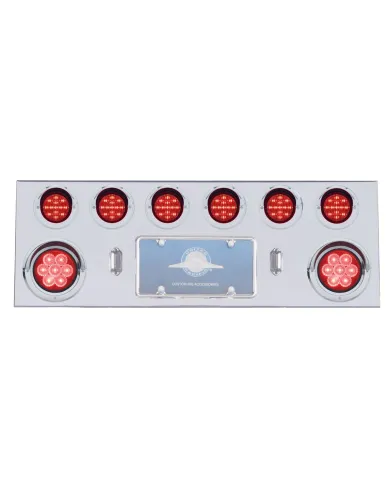 UP35059-SS Rear Center Panel With 2X 7 LED 4" Reflector Light & 6X 13 LED 2.5" Light & Visor -Red LED & Lens