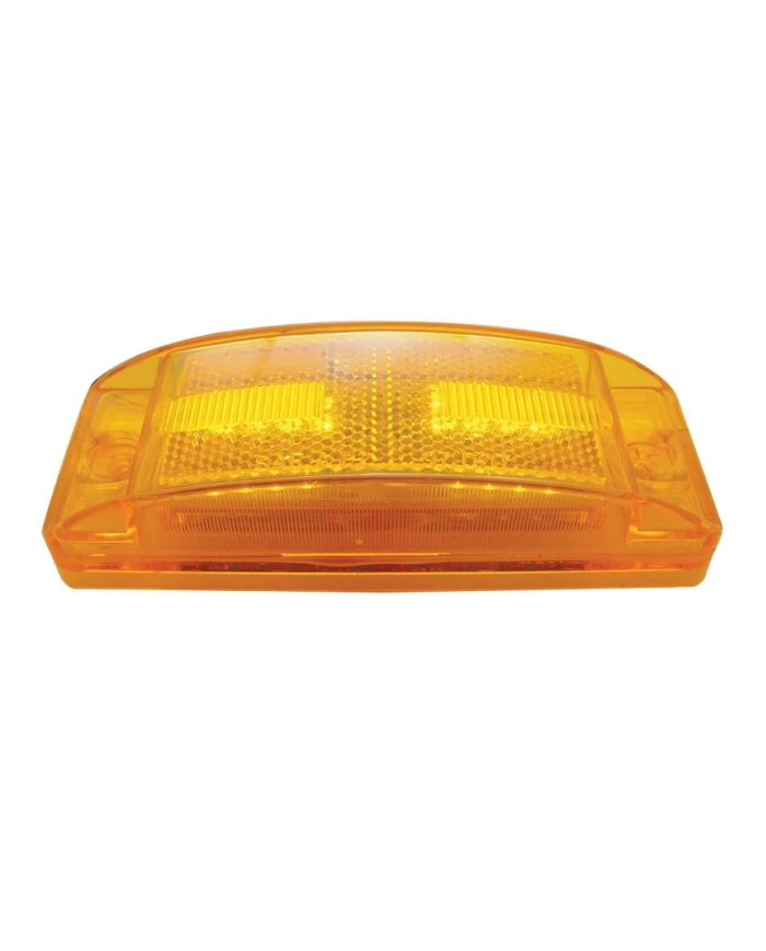 (CARD) 16 AMBER LED RECTANGULAR CLEARANCE/MARKER LIGHT - AMBER LENS