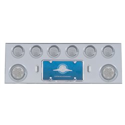UP35060-SS Rear Center Panel With 2X 7 LED 4" Reflector Light & 6X 13 LED 2.5" Light & Visor -Red LED/Clear Lens