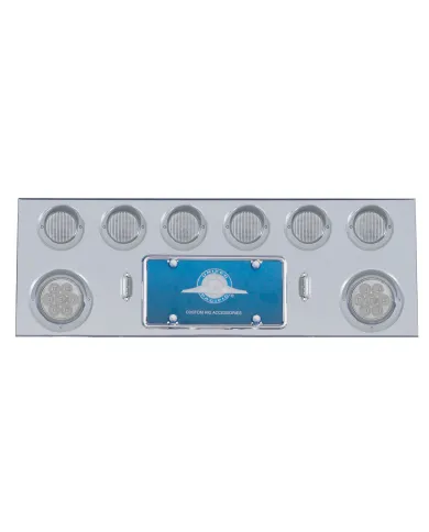UP35060-SS Rear Center Panel With 2X 7 LED 4" Reflector Light & 6X 13 LED 2.5" Light & Visor -Red LED/Clear Lens