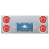 UP35061-33-3/4" Stainless Rear Center Panel With Four 10 LED 4" Lights & Visors - Red LED/Red Lens