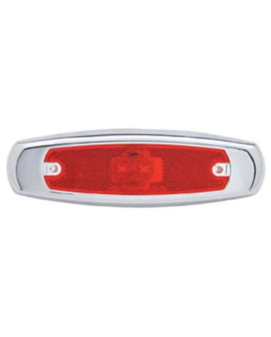 *CLOSEOUT* (CARD) 2 LED PETERBILT RECTANGULAR MARKER LIGHT W/ CHROME PLASTIC BEZEL - RED LED *CLOSEOUT* (CARD) 2 LED PETERBILT RECTANGULAR MARKER LIGHT W/ CHROME PLASTIC BEZEL - RED LED