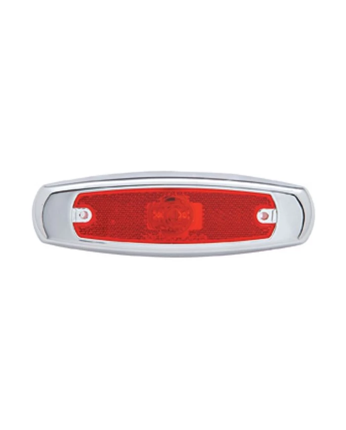 *CLOSEOUT* (CARD) 2 LED PETERBILT RECTANGULAR MARKER LIGHT W/ CHROME PLASTIC BEZEL - RED LED *CLOSEOUT* (CARD) 2 LED PETERBILT RECTANGULAR MARKER LIGHT W/ CHROME PLASTIC BEZEL - RED LED