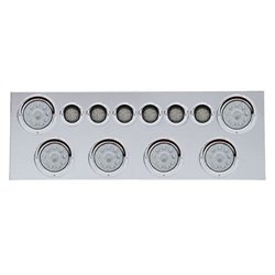 UP35068-SS Rear Center Panel With 6X 10 LED 4" Lights & 6X 9 LED 2" Lights & Visors -Red LED/Clear Lens