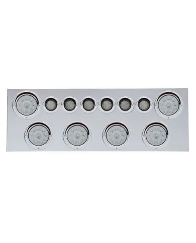 UP35068-SS Rear Center Panel With 6X 10 LED 4" Lights & 6X 9 LED 2" Lights & Visors -Red LED/Clear Lens