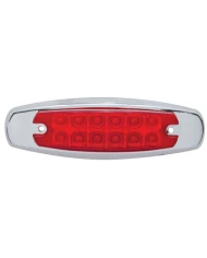 (CARD) 12 RED LED PETERBILT CLEARANCE/MARKER LIGHT W/ CHROME STEEL BEZEL - RED LENS (CARD) 12 RED LED PETERBILT CLEARANCE/MARKER LIGHT W/ CHROME STEEL BEZEL - RED LENS