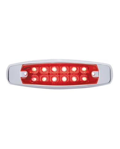 (CARD) 12 RED LED PETERBILT CLEARANCE/MARKER LIGHT W/ CHROME STEEL BEZEL - RED LENS (CARD) 12 RED LED PETERBILT CLEARANCE/MARKER LIGHT W/ CHROME STEEL BEZEL - RED LENS