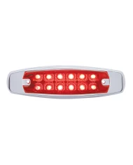 (CARD) 12 RED LED PETERBILT CLEARANCE/MARKER LIGHT W/ CHROME STEEL BEZEL - RED LENS (CARD) 12 RED LED PETERBILT CLEARANCE/MARKER LIGHT W/ CHROME STEEL BEZEL - RED LENS