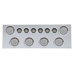 UP35070-SS Rear Center Panel With 6X 7 LED 4" Reflector Lights & 6X 9 LED 2" Lights & Visors -Red LED/Clear Lens