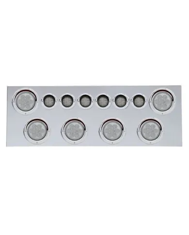 UP35070-SS Rear Center Panel With 6X 7 LED 4" Reflector Lights & 6X 9 LED 2" Lights & Visors -Red LED/Clear Lens